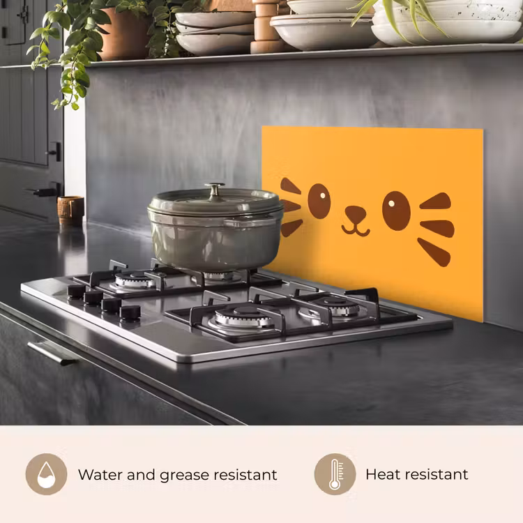 Kitchen splashback for hob - Cat - Simplistic - Orange - Cheerful — 2