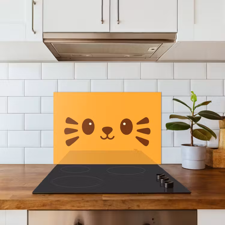 Kitchen splashback for hob - Cat - Simplistic - Orange - Cheerful — 3