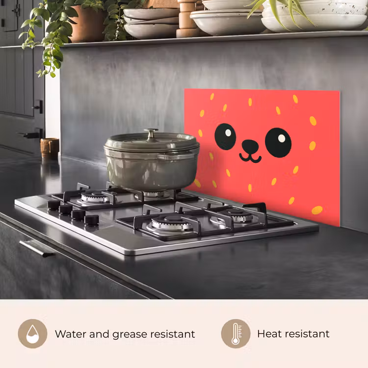 Kitchen splashback for hob - Cat - Strawberry - Cartoon — 2