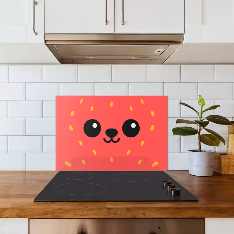 Kitchen splashback for hob - Cat - Strawberry - Cartoon — 3