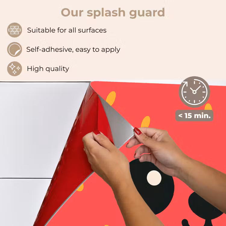 Kitchen splashback for hob - Cat - Strawberry - Cartoon — 4
