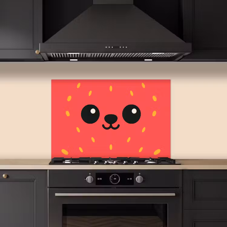 Kitchen splashback for hob - Cat - Strawberry - Cartoon — 5