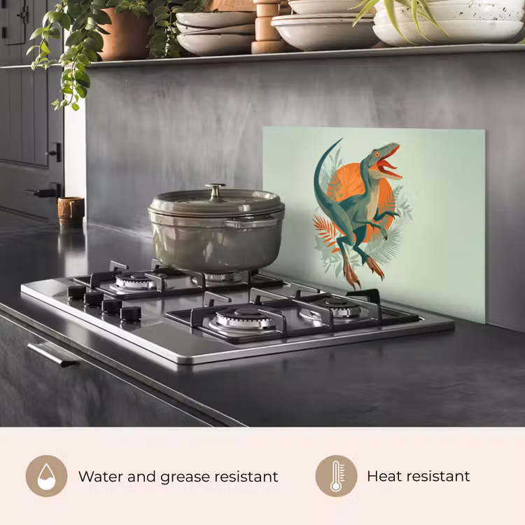 Kitchen splashback for hob - Dino - Leaves - Graphic - Green — 2