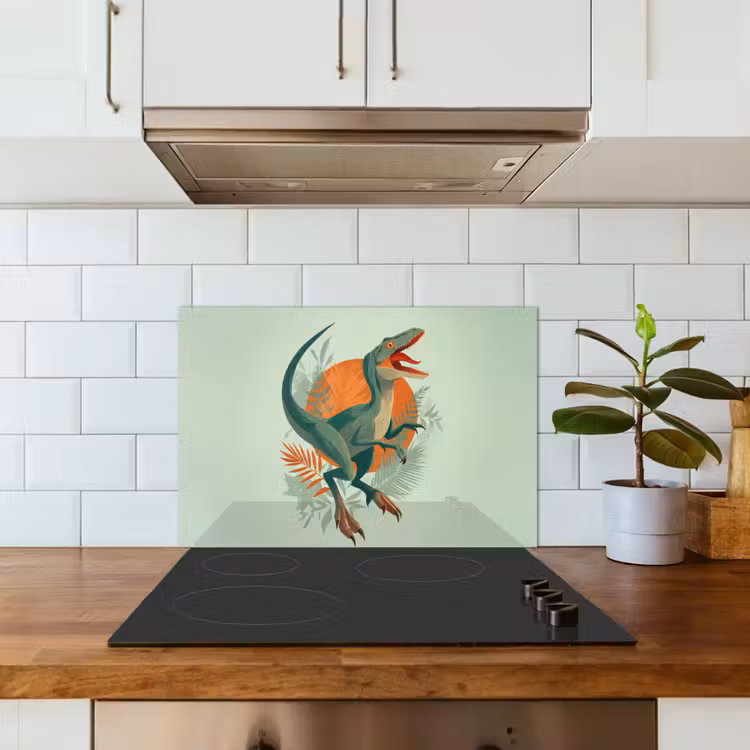 Kitchen splashback for hob - Dino - Leaves - Graphic - Green — 3
