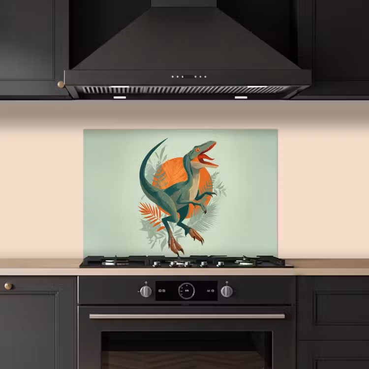 Kitchen splashback for hob - Dino - Leaves - Graphic - Green — 5