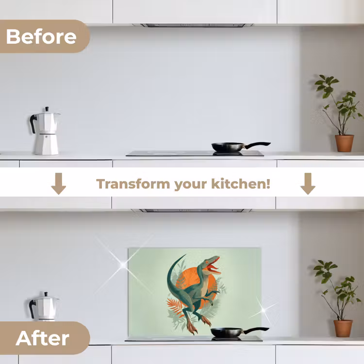 Kitchen splashback for hob - Dino - Leaves - Graphic - Green — 7