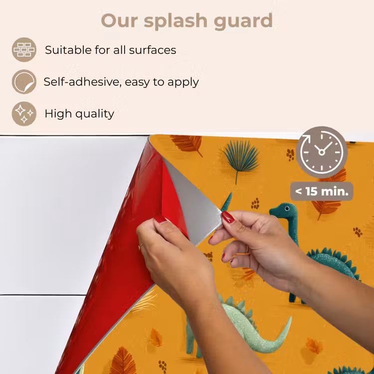 Kitchen splashback for hob - Dinosaurs - Spines - Autumn leaves - Brown — 4