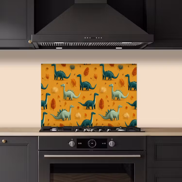 Kitchen splashback for hob - Dinosaurs - Spines - Autumn leaves - Brown — 5