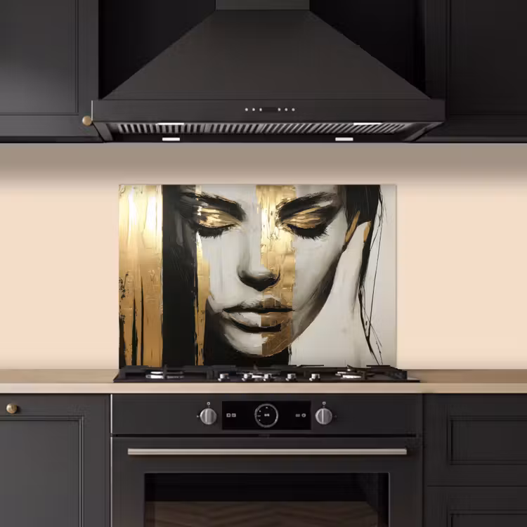 Kitchen splashback for hob - Eyes - Face - Gold - Stripes — 5