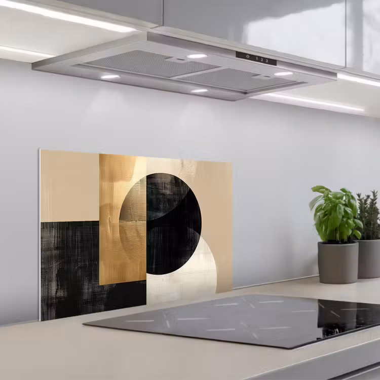 Kitchen splashback for hob - Abstract - Gold - Black - Art — 1