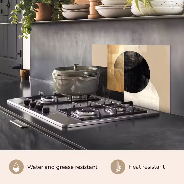 Kitchen splashback for hob - Abstract - Gold - Black - Art — 2