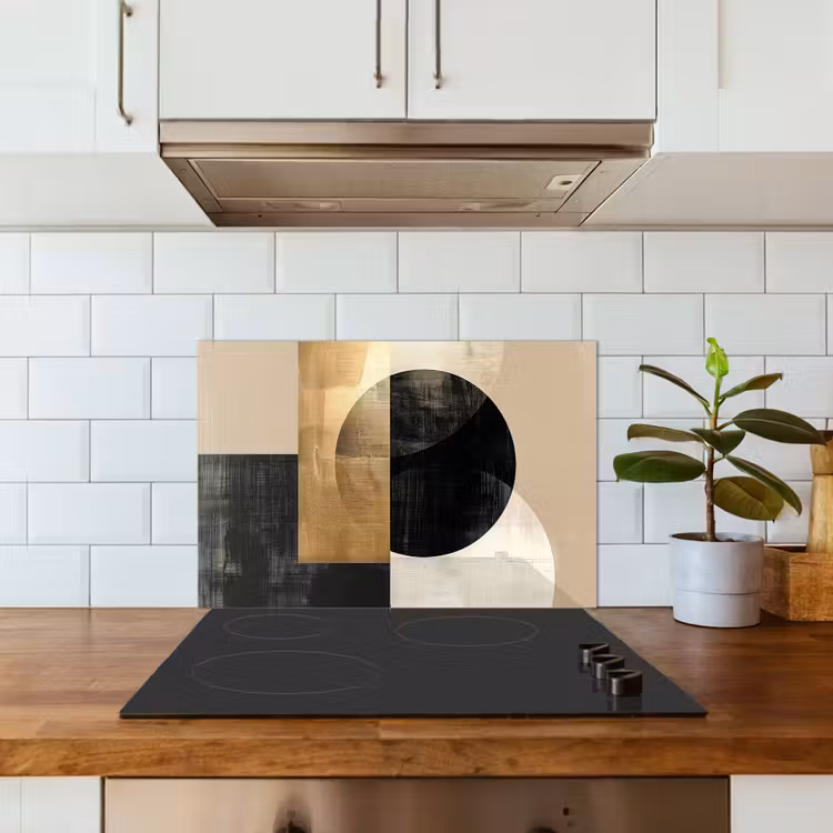 Kitchen splashback for hob - Abstract - Gold - Black - Art — 3