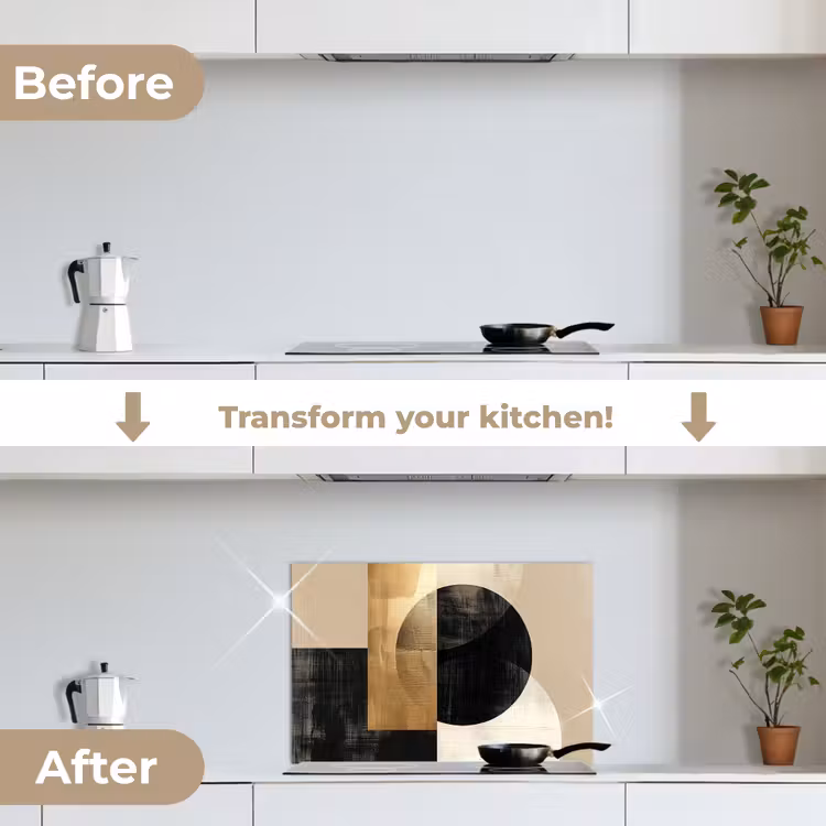 Kitchen splashback for hob - Abstract - Gold - Black - Art — 7