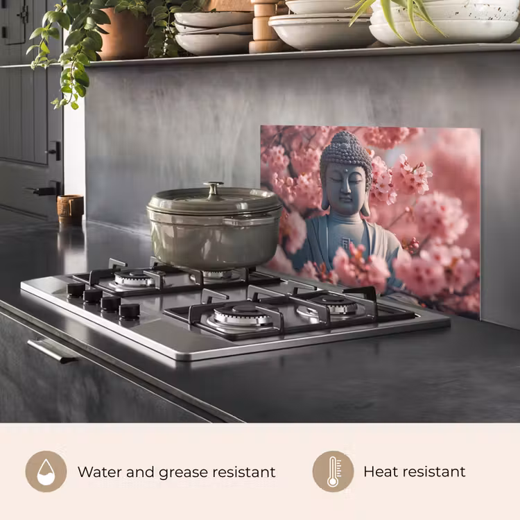 Kitchen splashback for hob - Buddha - Image - Sakura - Buddha - Cherry Blossom — 2