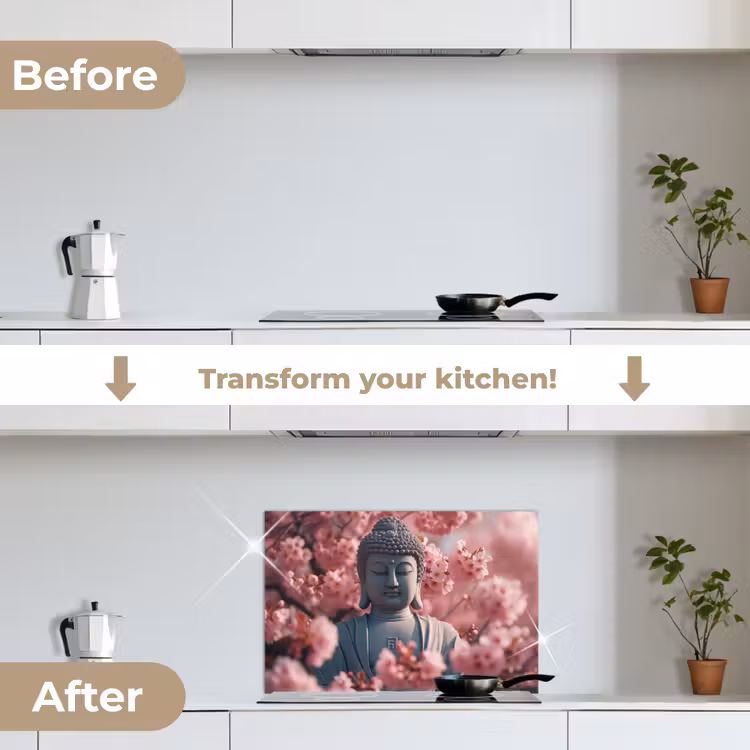 Kitchen splashback for hob - Buddha - Image - Sakura - Buddha - Cherry Blossom — 7