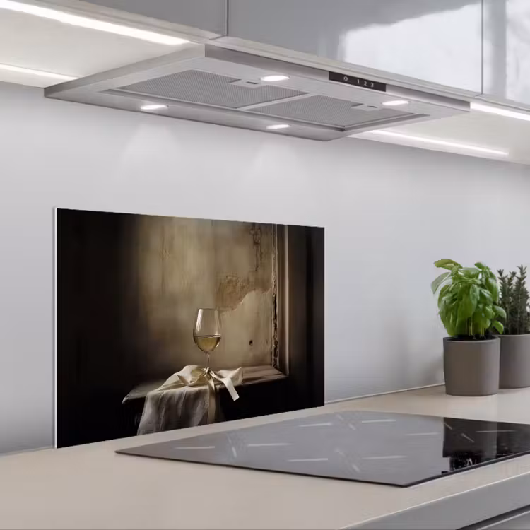 Kitchen splashback for hob - Bow - Beige - White - Wine — 1