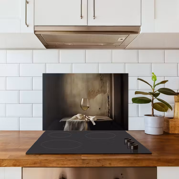 Kitchen splashback for hob - Bow - Beige - White - Wine — 3