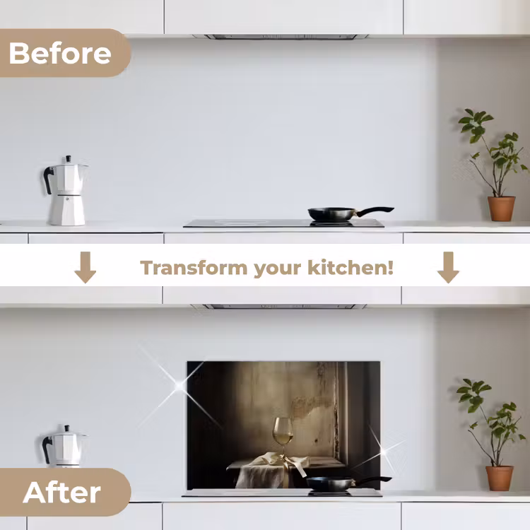 Kitchen splashback for hob - Bow - Beige - White - Wine — 7
