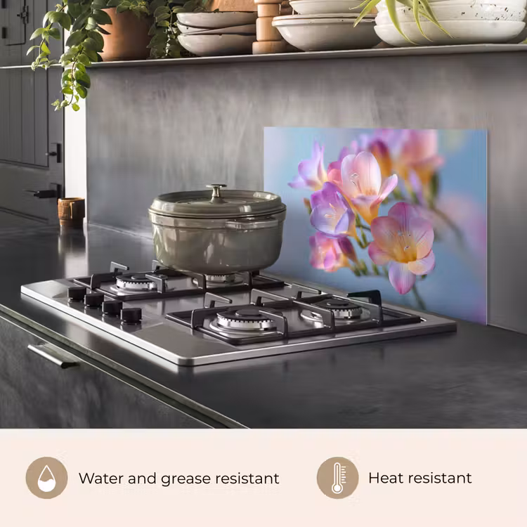Kitchen splashback for hob - Flowers - Purple - Overflow - Stamen — 2