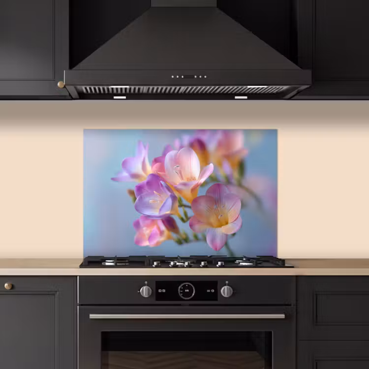 Kitchen splashback for hob - Flowers - Purple - Overflow - Stamen — 5