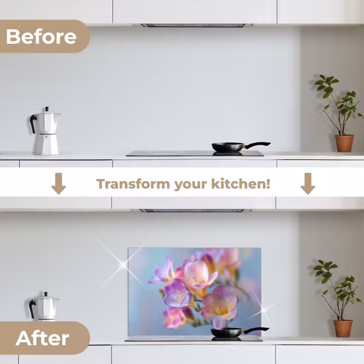 Kitchen splashback for hob - Flowers - Purple - Overflow - Stamen — 7
