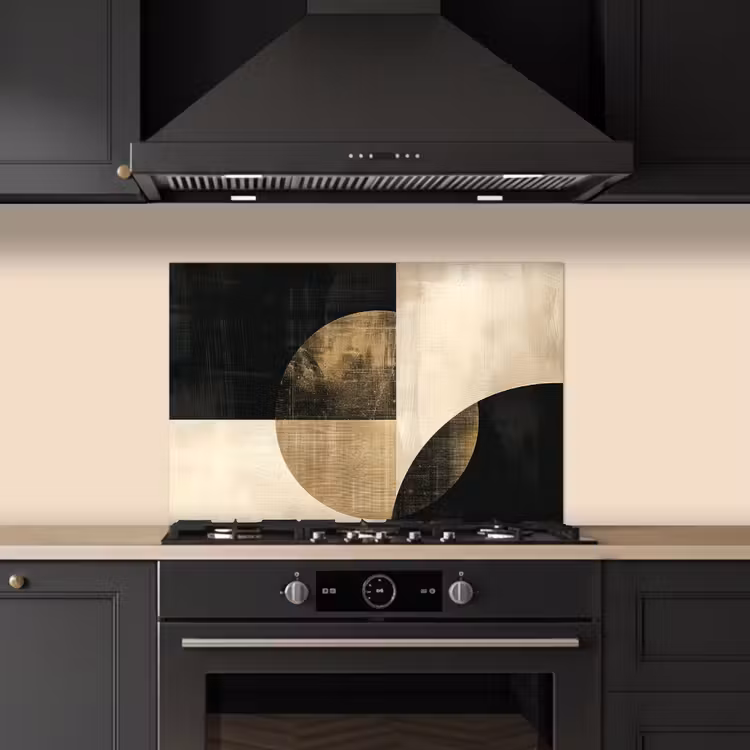 Kitchen splashback for hob - Abstract - Circles - Black - Gold — 5