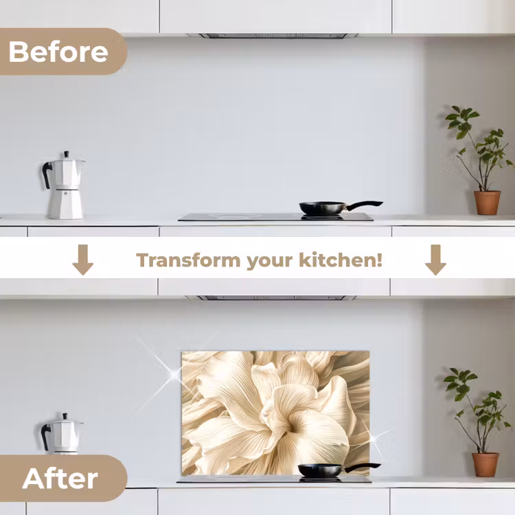 Kitchen splashback for hob - Beige - Flower - Pattern — 7