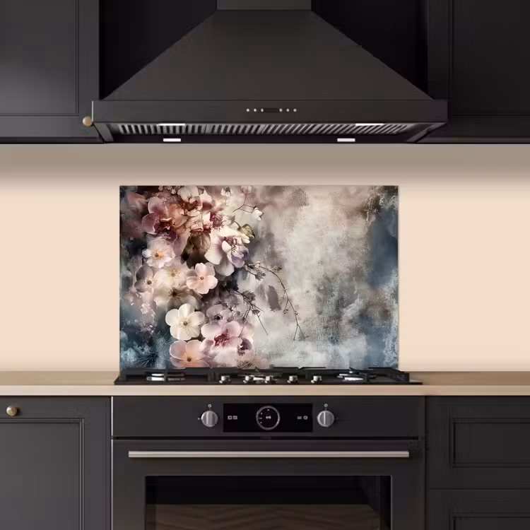 Kitchen splashback for hob - Flowers - Concrete - Gray - Flora — 5