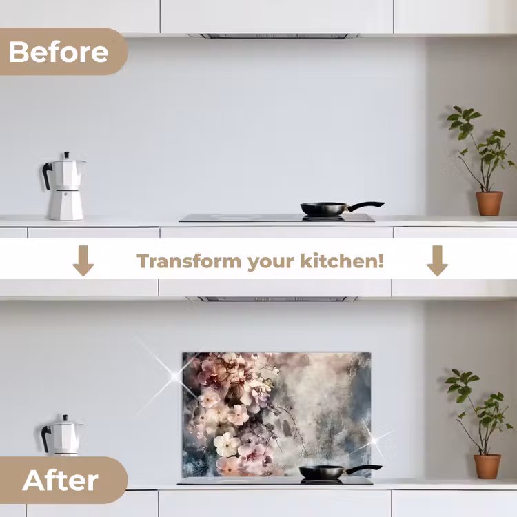Kitchen splashback for hob - Flowers - Concrete - Gray - Flora — 7