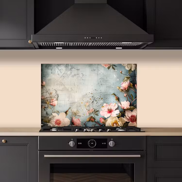 Kitchen splashback for hob - Flowers - Concrete - Gray - Nature — 5