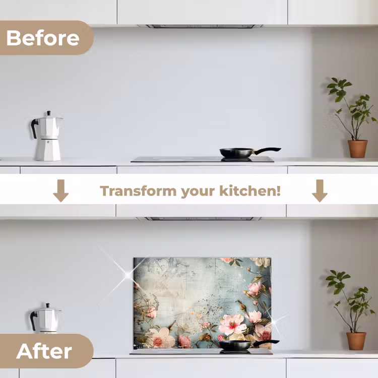 Kitchen splashback for hob - Flowers - Concrete - Gray - Nature — 7