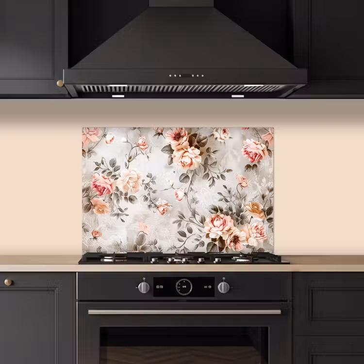 Kitchen splashback for hob - Flowers - Concrete - Plants - Pink — 5