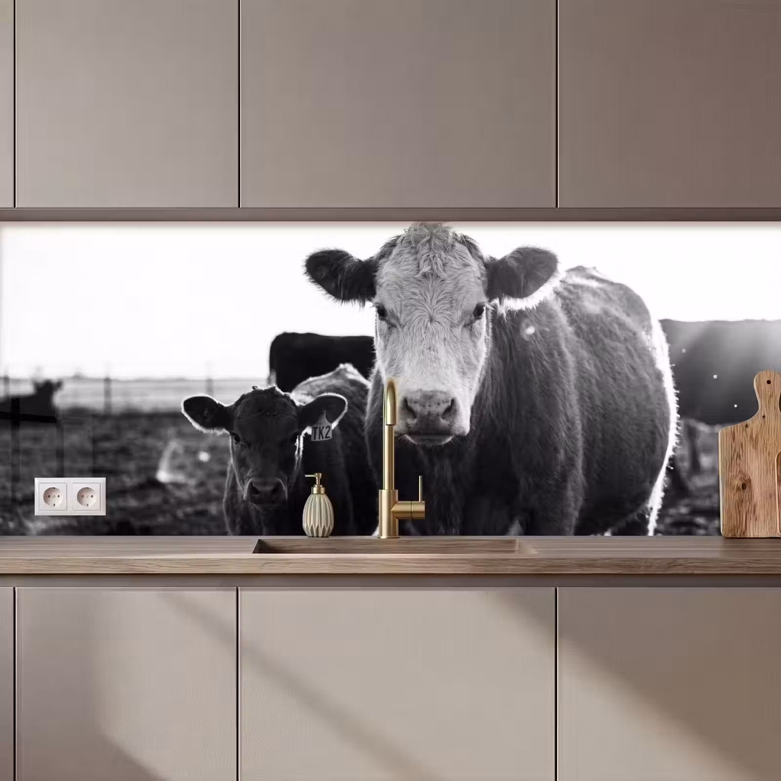 Kitchen splashback - Cows - Black - White — 1