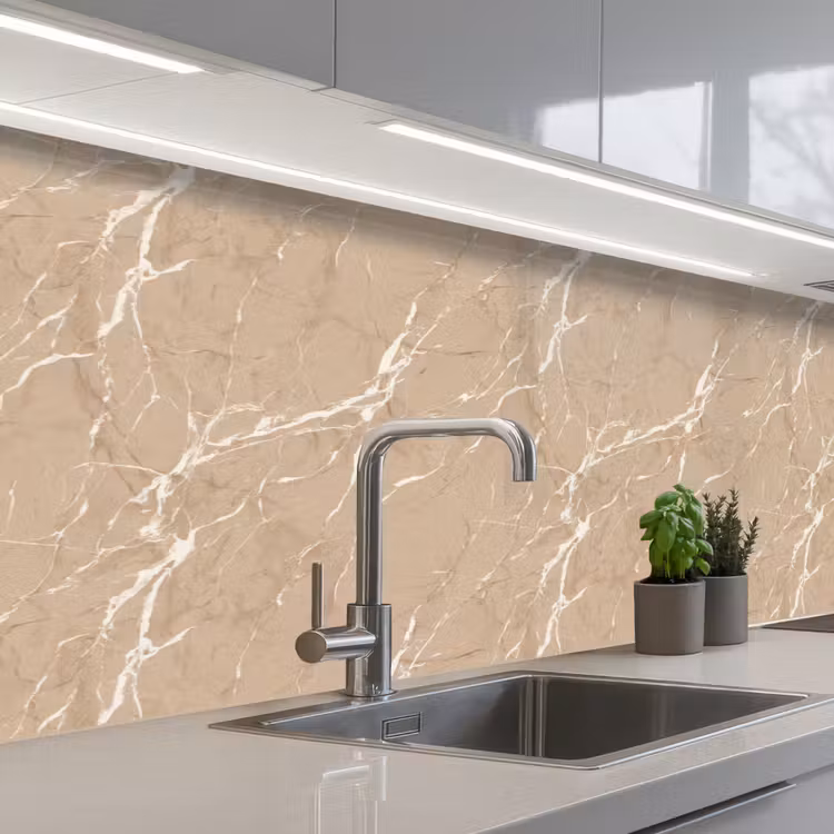 Kitchen splashback - Beige - Marble - Organic - White — 2