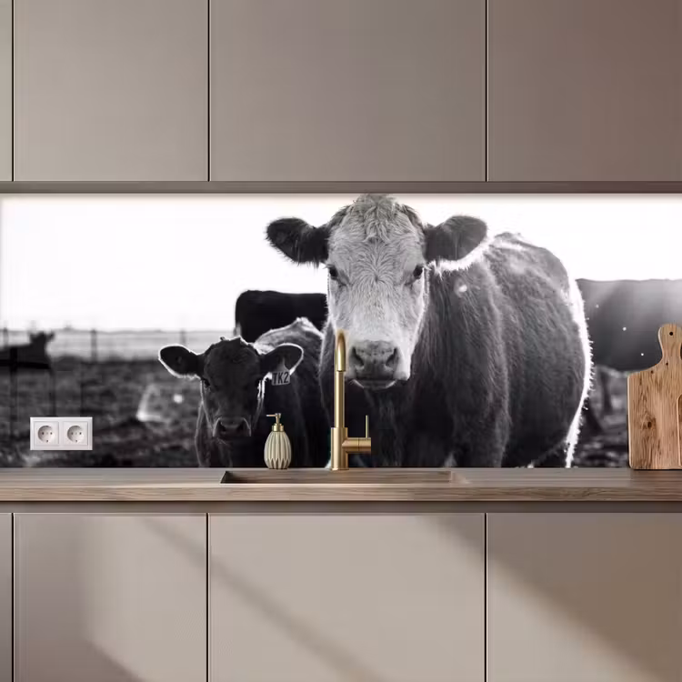 Kitchen splashback - Cows - Black - White — 1
