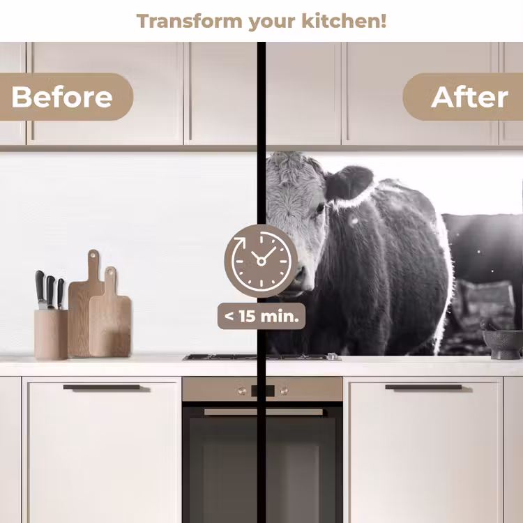 Kitchen splashback - Cows - Black - White — 3