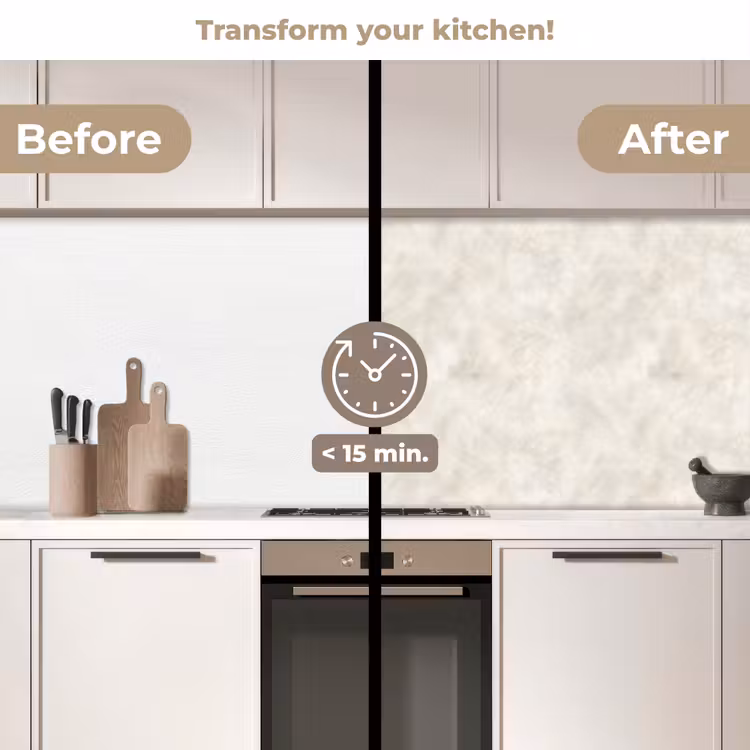 Kitchen splashback - Cream beige - Marble - Veins — 3