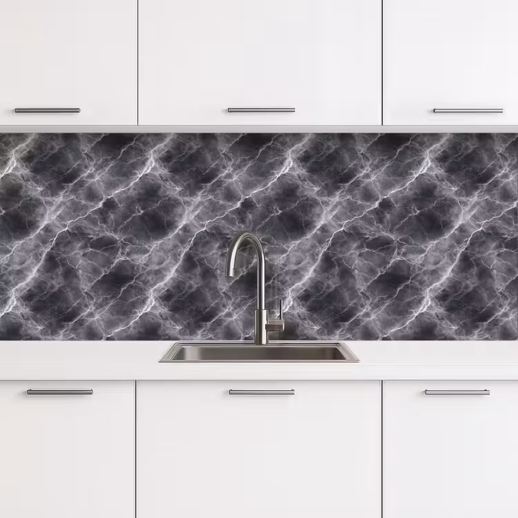Kitchen splashback - Dark gray - Lightning - Marble — 4