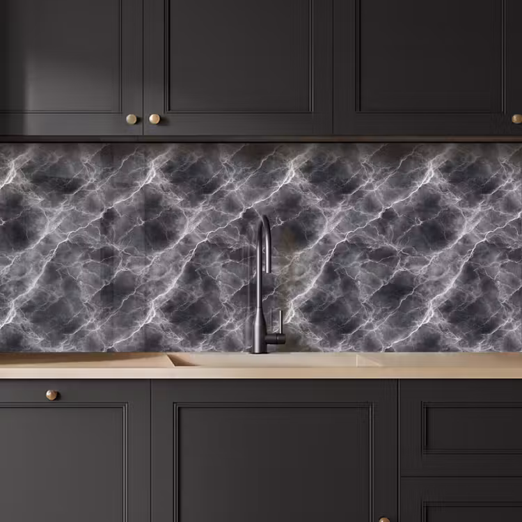 Kitchen splashback - Dark gray - Lightning - Marble — 6