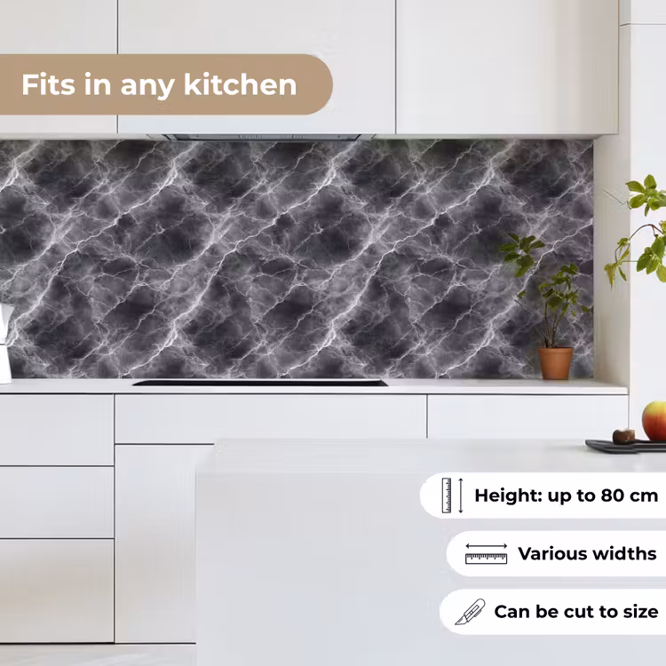 Kitchen splashback - Dark gray - Lightning - Marble — 7