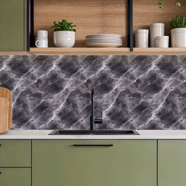 Kitchen splashback - Dark gray - Lightning - Marble — 8