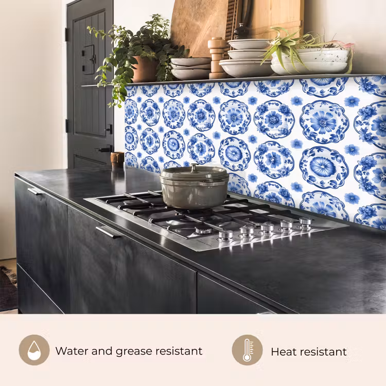 Kitchen splashback - Decorative signs - Flowers - Blue — 5