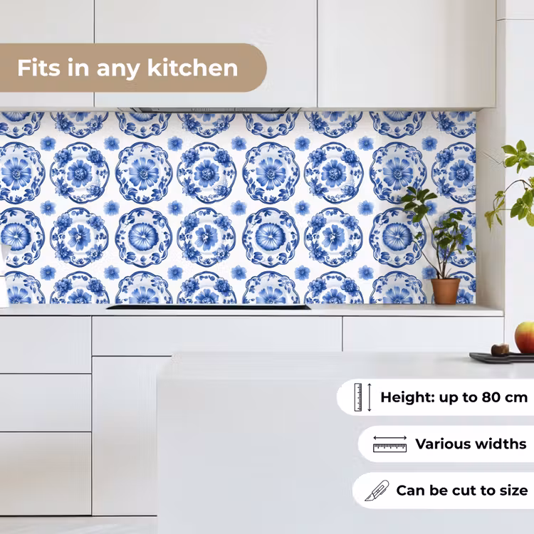 Kitchen splashback - Decorative signs - Flowers - Blue — 7