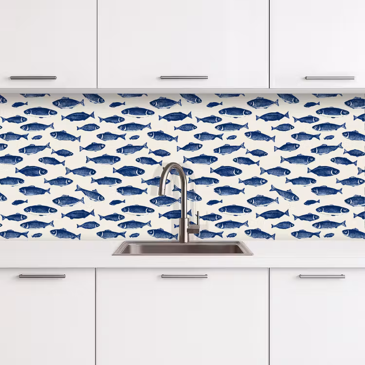 Kitchen splashback - Fish - Pattern - Blue - White — 4