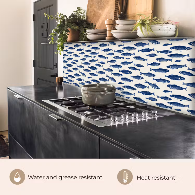 Kitchen splashback - Fish - Pattern - Blue - White — 5