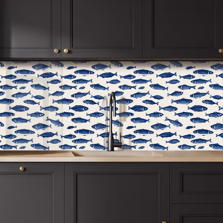 Kitchen splashback - Fish - Pattern - Blue - White — 6