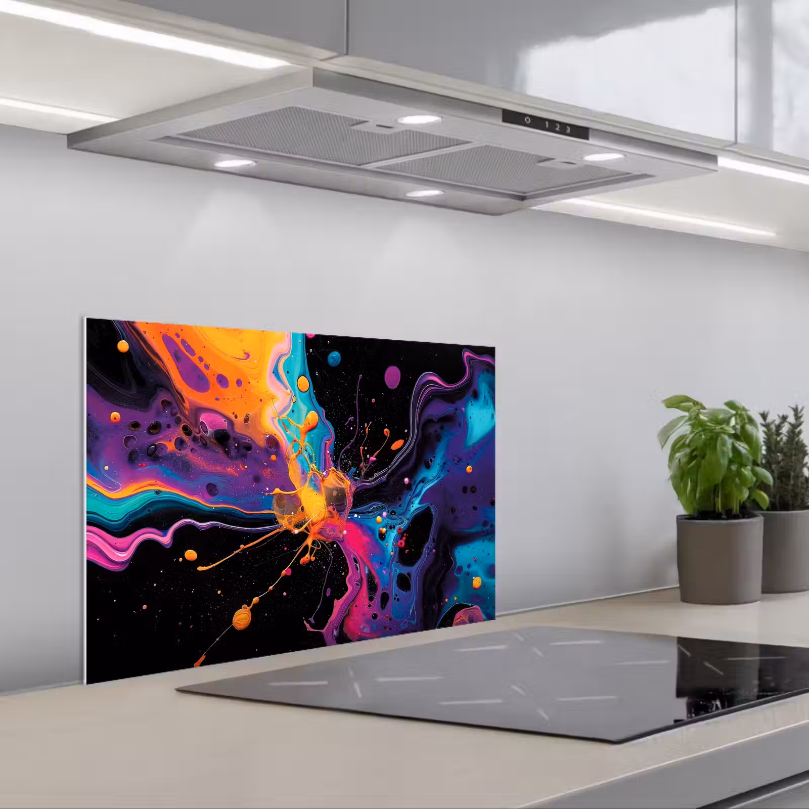 Kitchen splashback for hob - Colorful - Paint - Black — 1