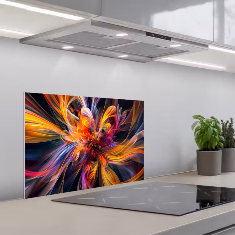 Kitchen splashback for hob - Colorful - Pattern - Black - Colors — 1