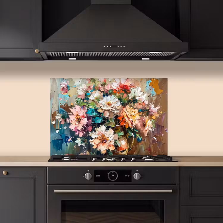 Kitchen splashback for hob - Flowers - Painting - Colorful - Watercolor — 5