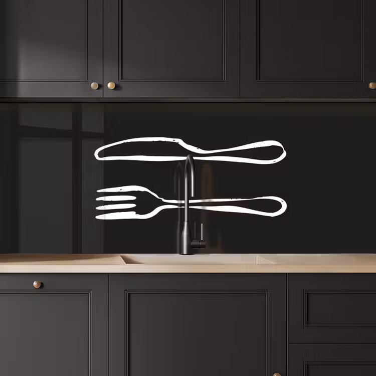 Kitchen splashback - Cutlery - Lying - Black - White — 6